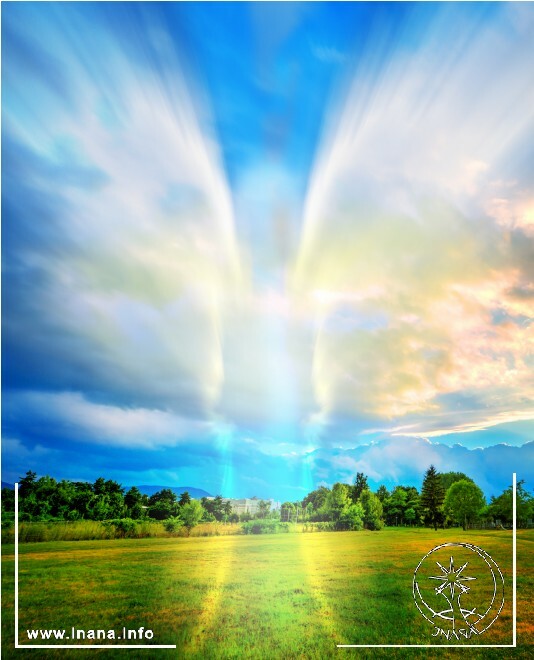 Engelerscheinung in Landschaft